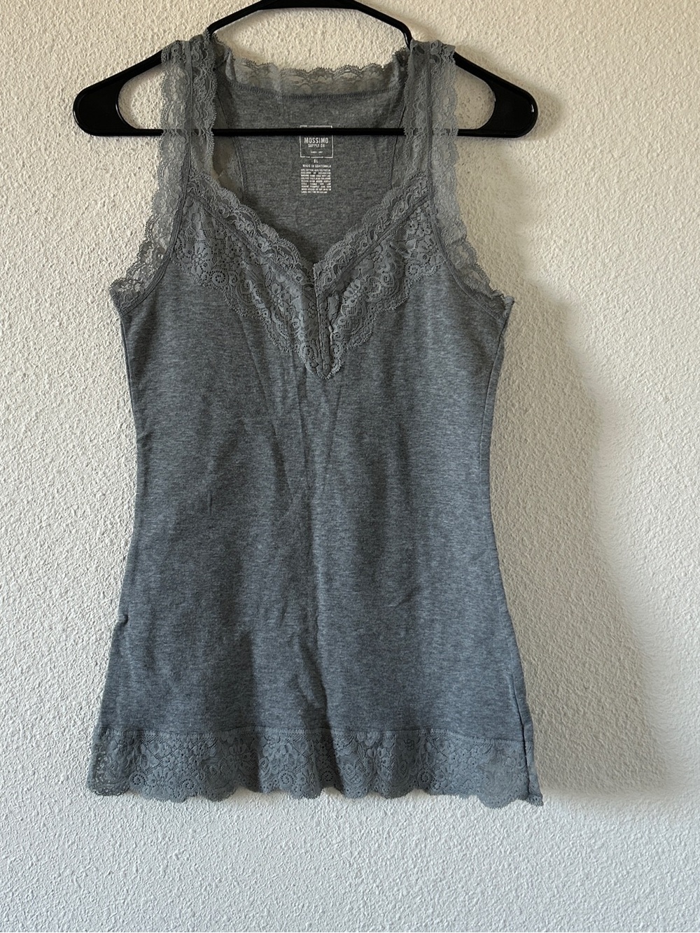 Massimo Supply Y2K Casual Lace Hem Tank Top Gray Women’s Large